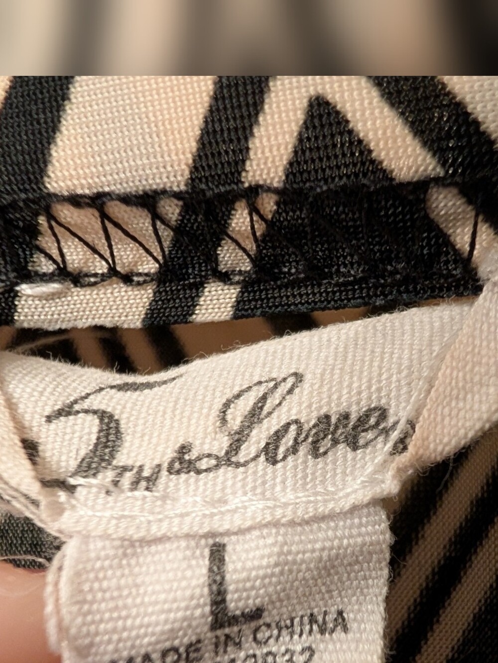 5th Love Black and Cream Chevron Shirred-Waist Maxi Dress - Picture 5 of 8